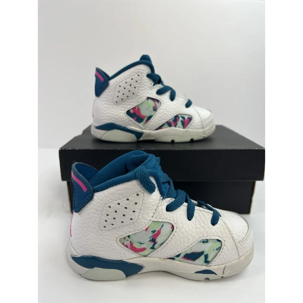Air Jordan 6 Retro TD Size 6C Green Abyss Laser White Fuchsia 645127-153